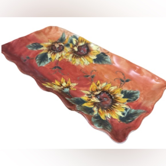Sunset sunflowers Orange Sunflower Ceramic Tray - Picture 3 of 5
